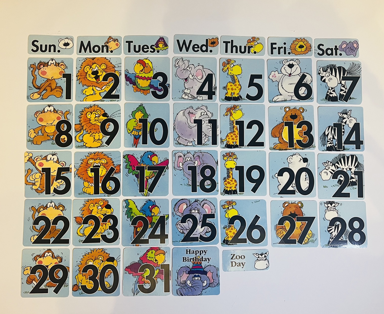 Vintage Zoo Calendar Cards