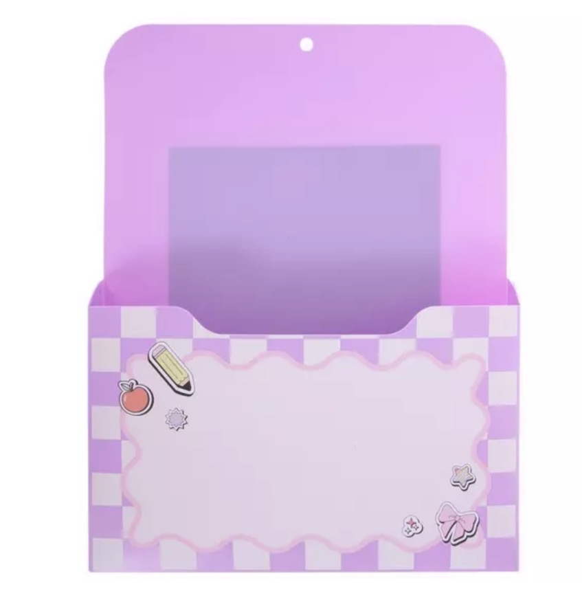 Making the Grade Pink and Purple Checkered Magnetic Pocket Paper Holder