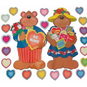 Carson Dellosa Valentine Bears & Hearts — Vintage 1990s Classroom Display (Laminated Set)