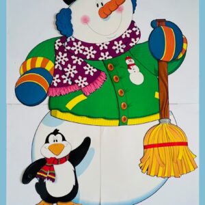 Giant Vintage Carson Dellosa Snowman & Penguin Display — 4.5 Feet Tall!