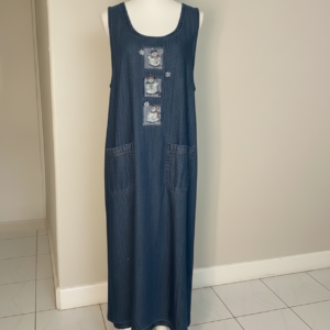 90s Teacher Denim Snowman Dress (Medium)